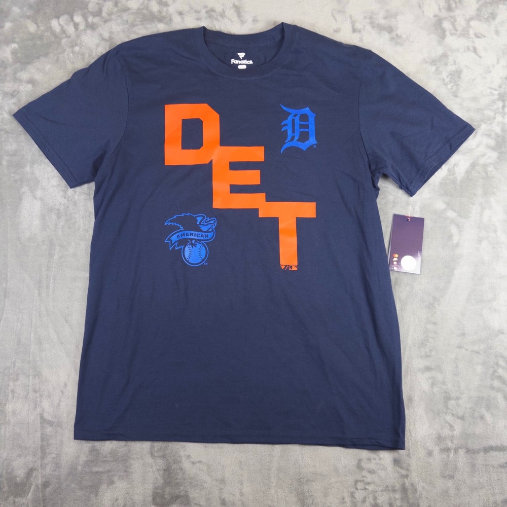 Fanatics Detroit Tigers T-Shirt Mens L Navy Blue MLB Baseball Graphic Tee New‎